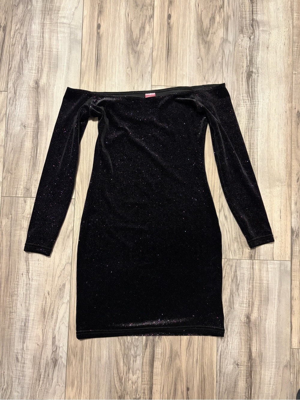 One-Shoulder Black Sparkle Bodycon Dress